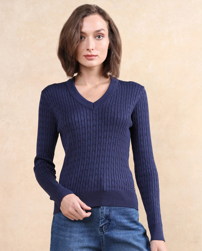 Rareism Women Izmit Navy Plain Top