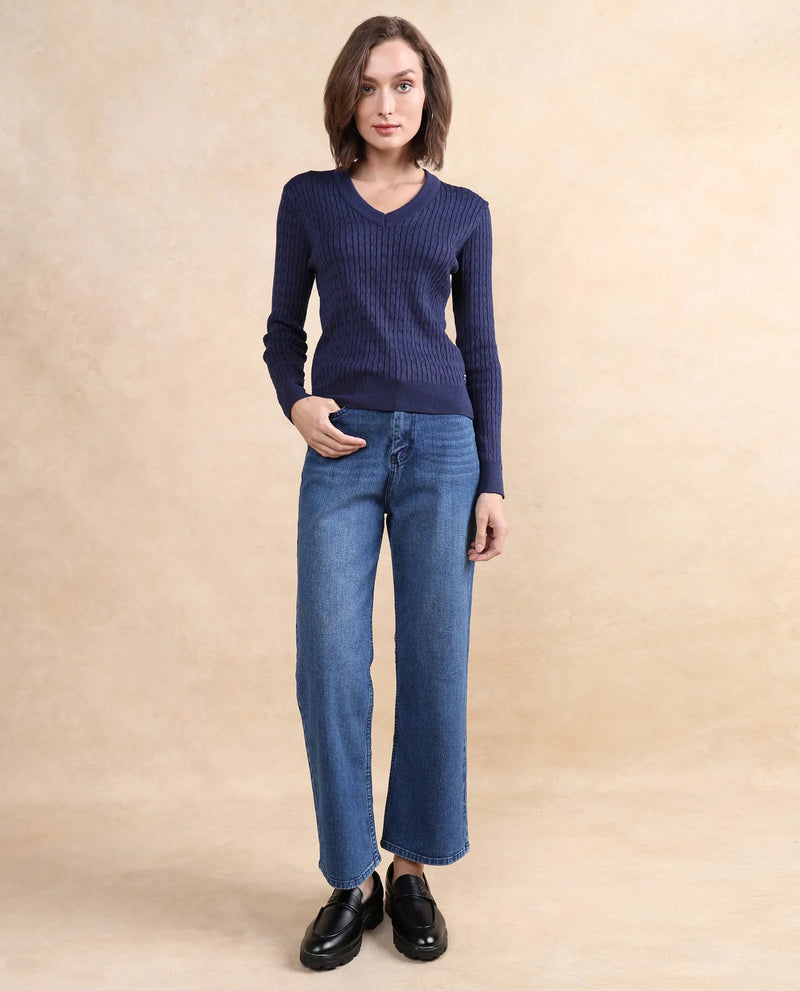 Rareism Women Izmit Navy Plain Top