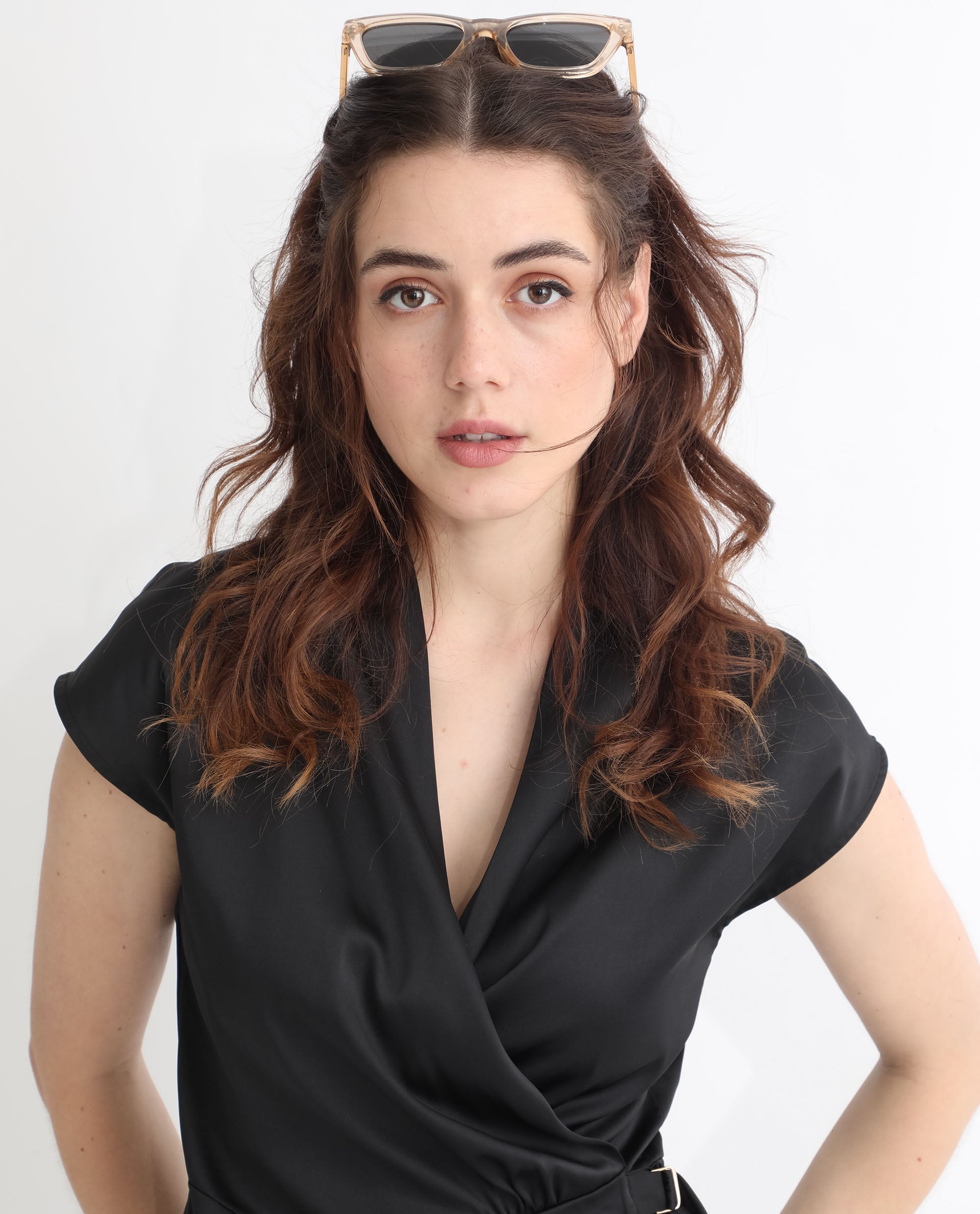 Rareism Women Jadak Black Polyester Fabric Regular Fit Collarless Sleeveless Solid Top