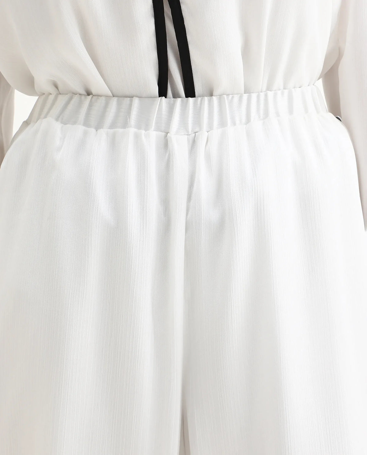 Rareism Women's Janula B White Polyester Plain Ankle Length Flared Trouser