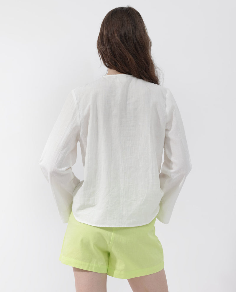 Rareism Womens Joan Light White Top Full Sleeve Solid