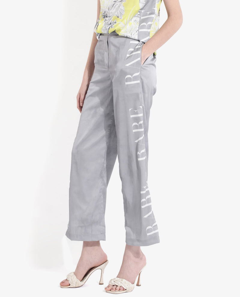 Rareism Women Kanadio-B Light Grey Tie Up Straight Fit Ankle Length Trouser