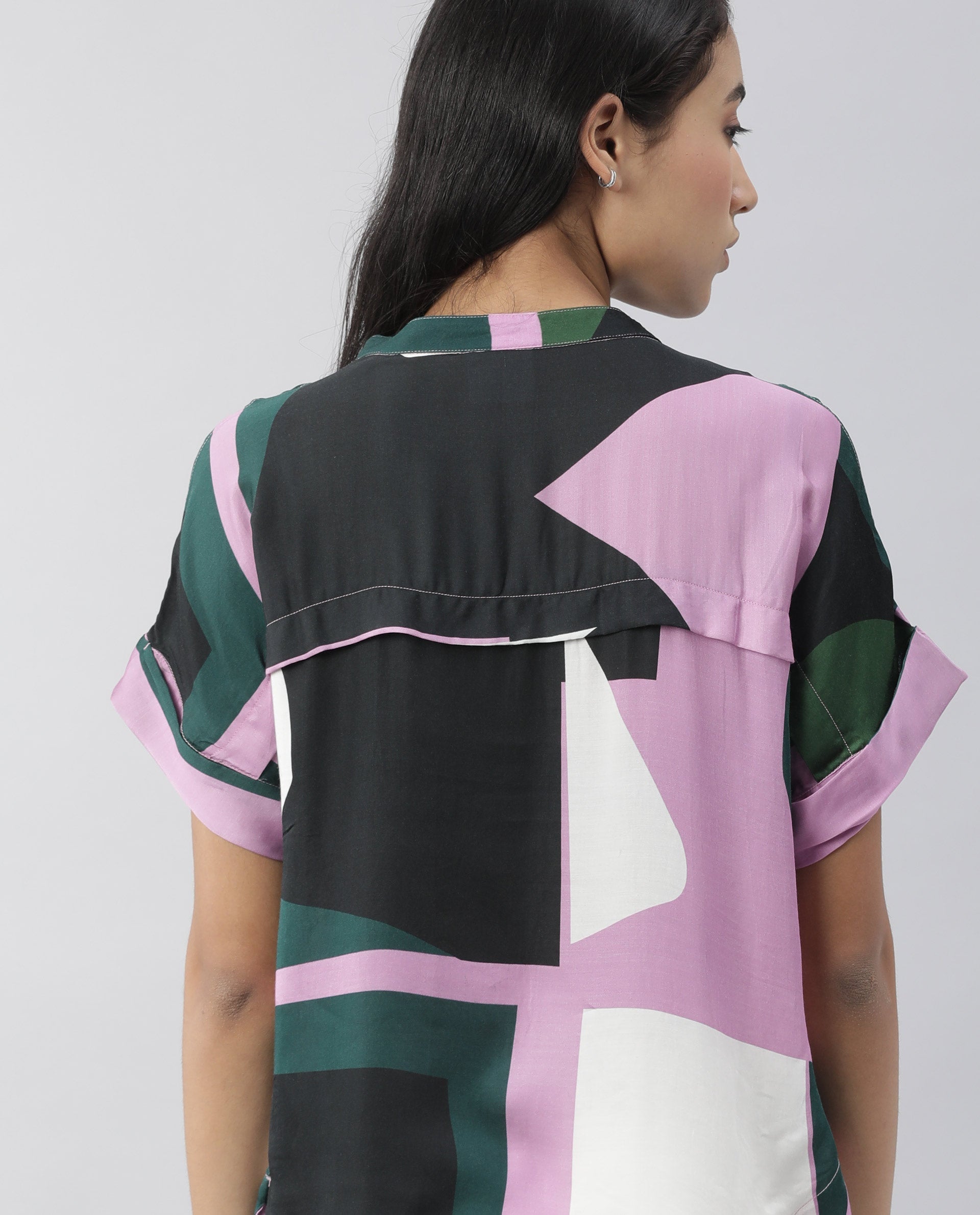 Rareism Women Kang Pink Top Full Sleeves Printed