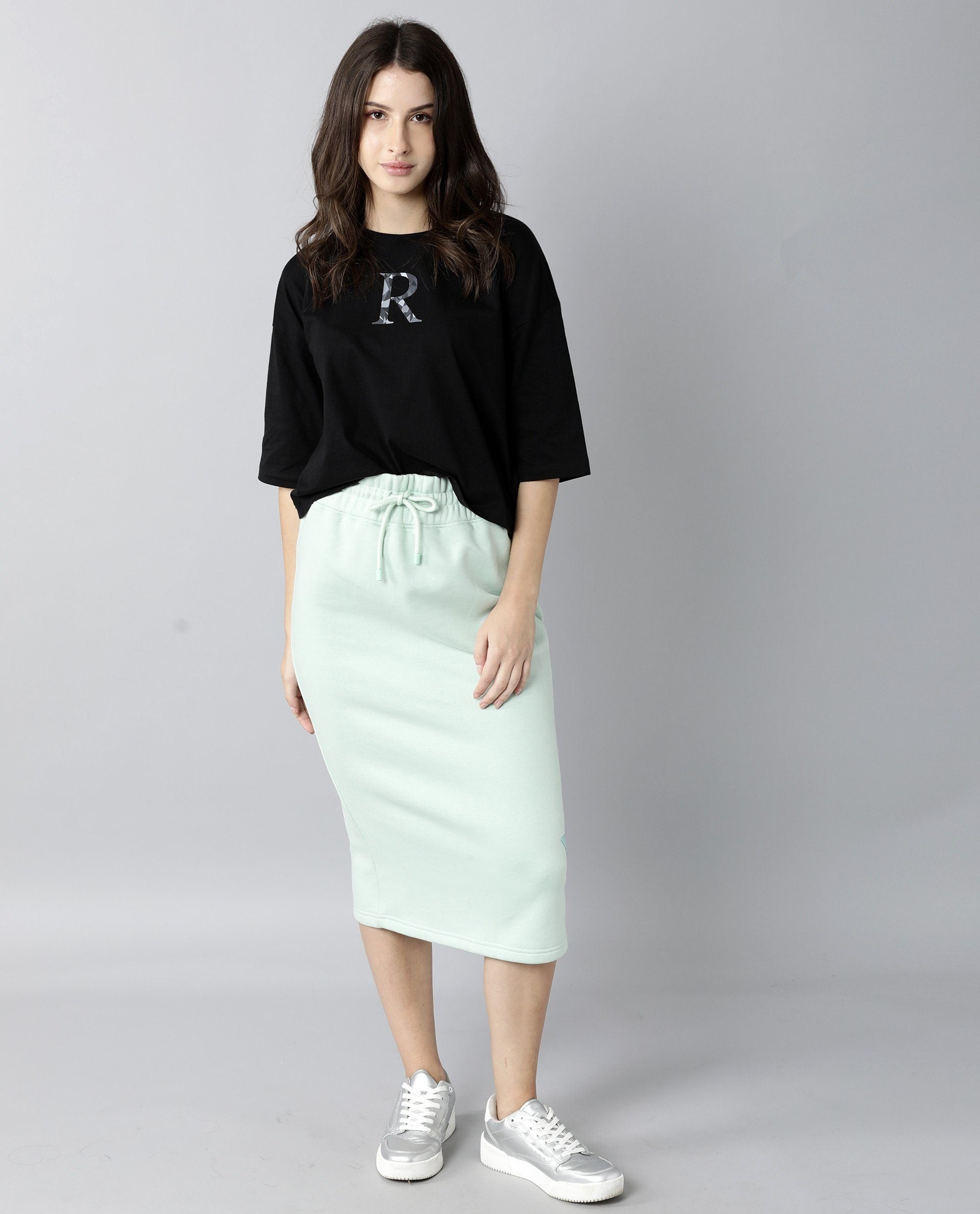 Rareism Womens Kaput Black T-Shirt Crew Neck Cotton Nylon Fabric Regular Fit Round Neck