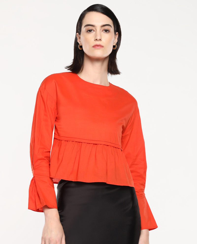 Rareism Women Kingwell Orange Plain Top