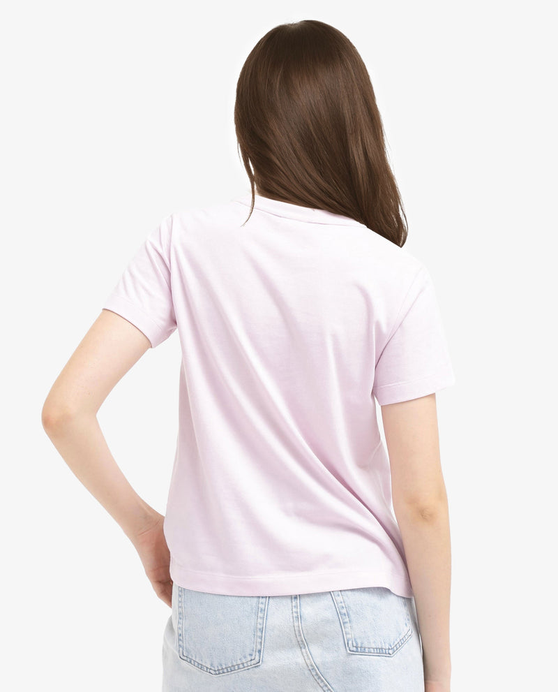 Rareism Women Kirk Pink Cotton Poly Fabric Short Sleeve Crew Neck Solid T-Shirt