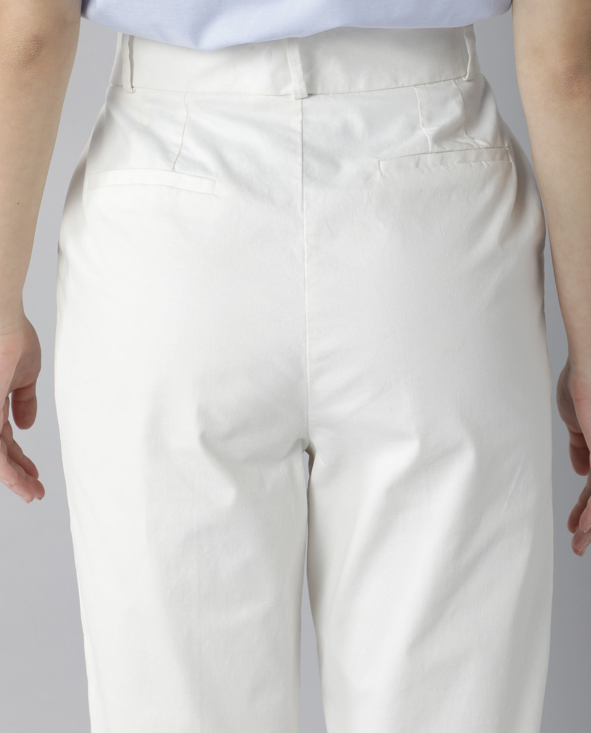 Rareism Womens Klaus Off White Trouser High Waist Ankle Length