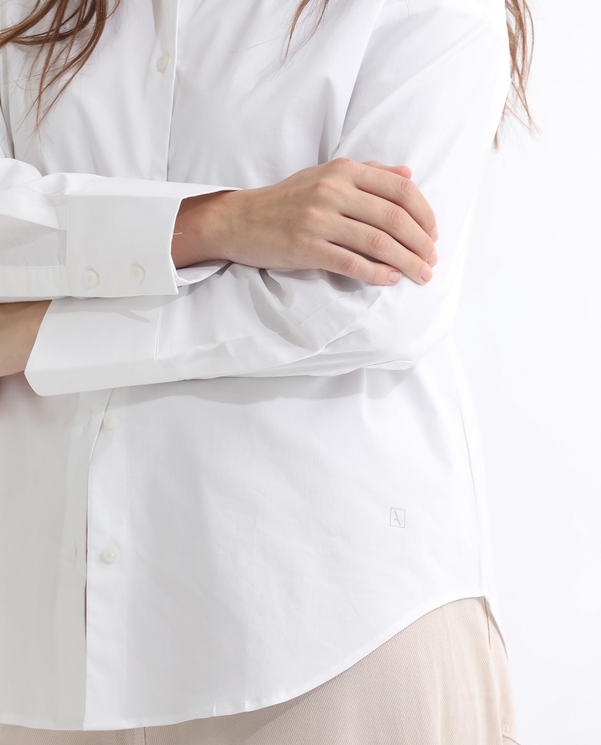 Rareism Articale Women Klox White Cotton Fabric Full Sleeves Button Closure Cuffed Sleeve Shirt Collar Regular Fit Plain Shirt