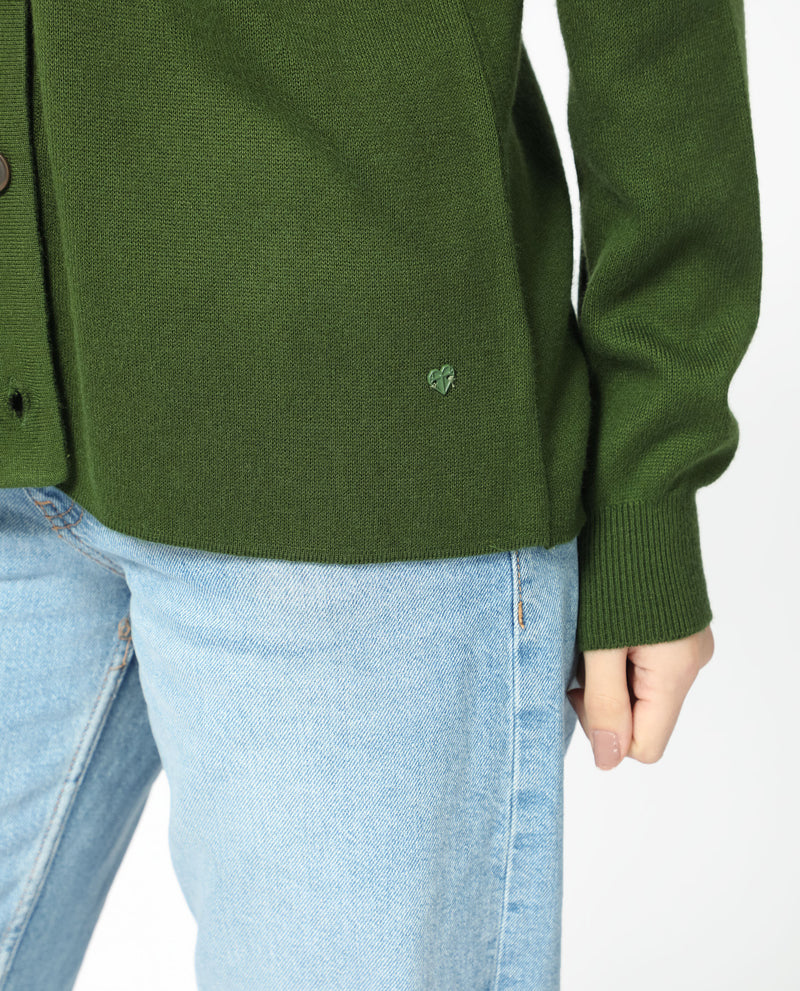 Rareism Women'S Korn Green Viscose Fabric Full Sleeves Regular Fit Solid Shirt Collar Sweater