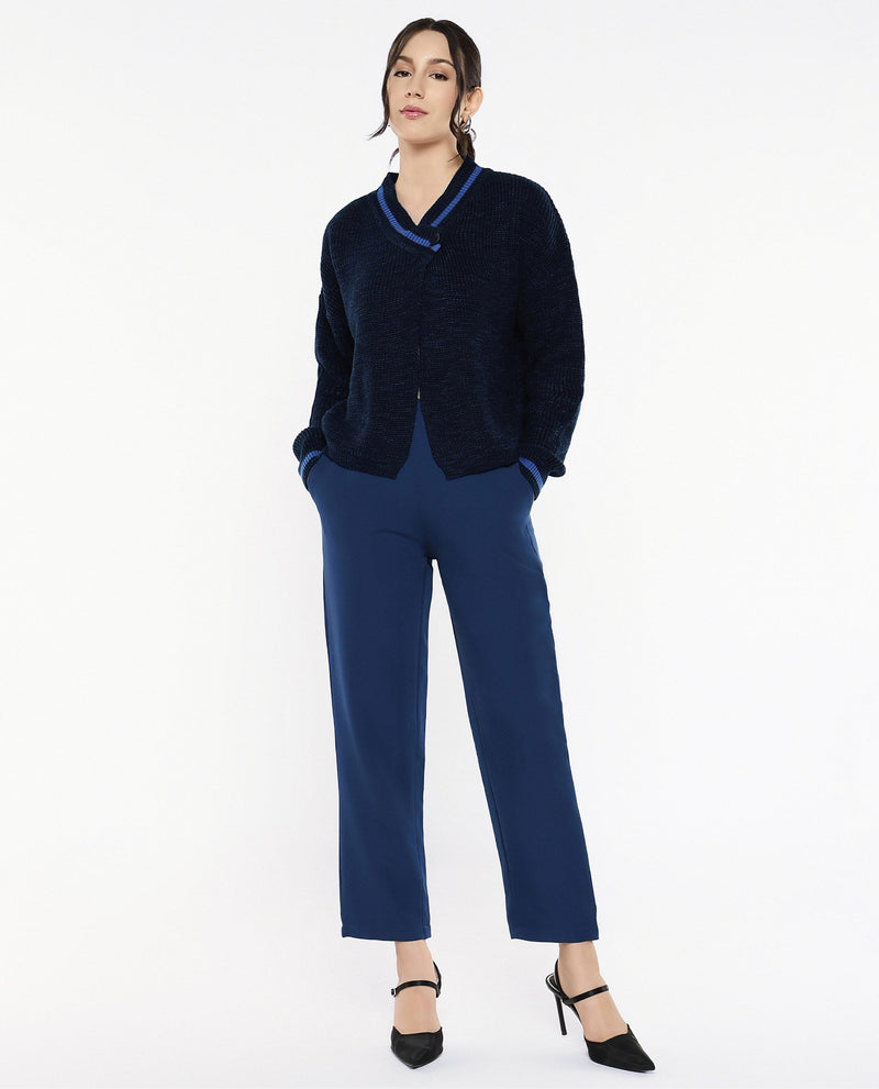 Rareism Women Lapez Navy Relaxed Fit Plain Shrug