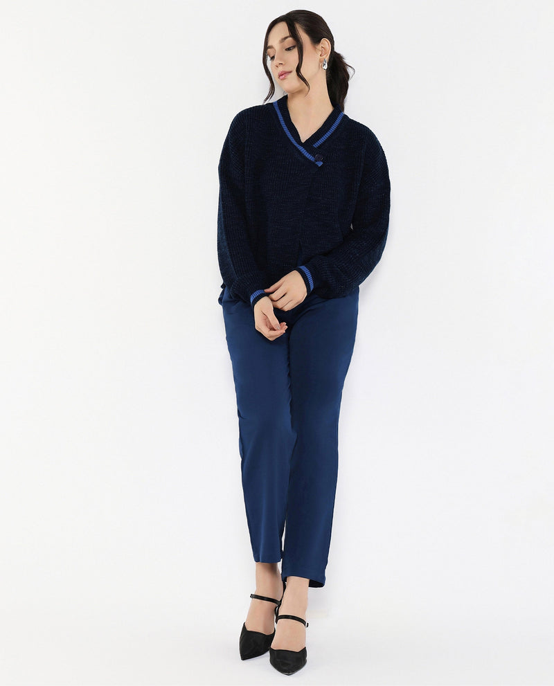 Rareism Women Lapez Navy Relaxed Fit Plain Shrug