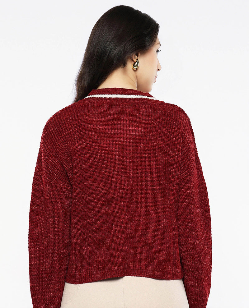 Rareism Women Lapez Red Relaxed Fit Plain Shrug