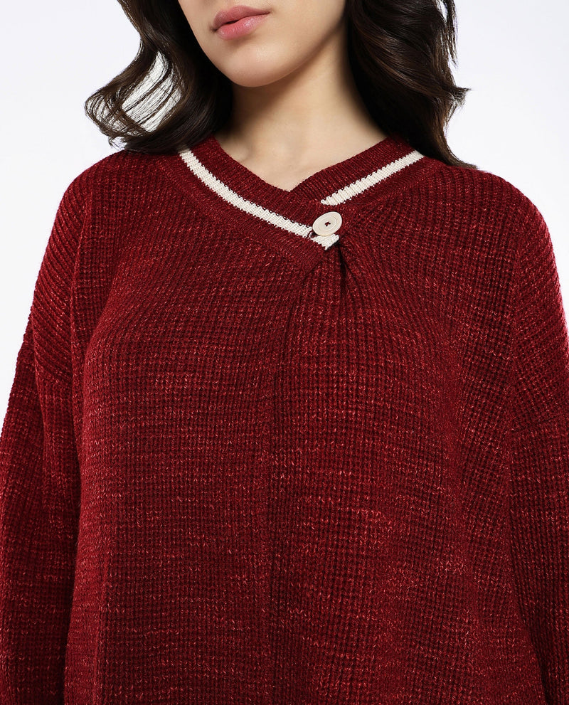 Rareism Women Lapez Red Relaxed Fit Plain Shrug