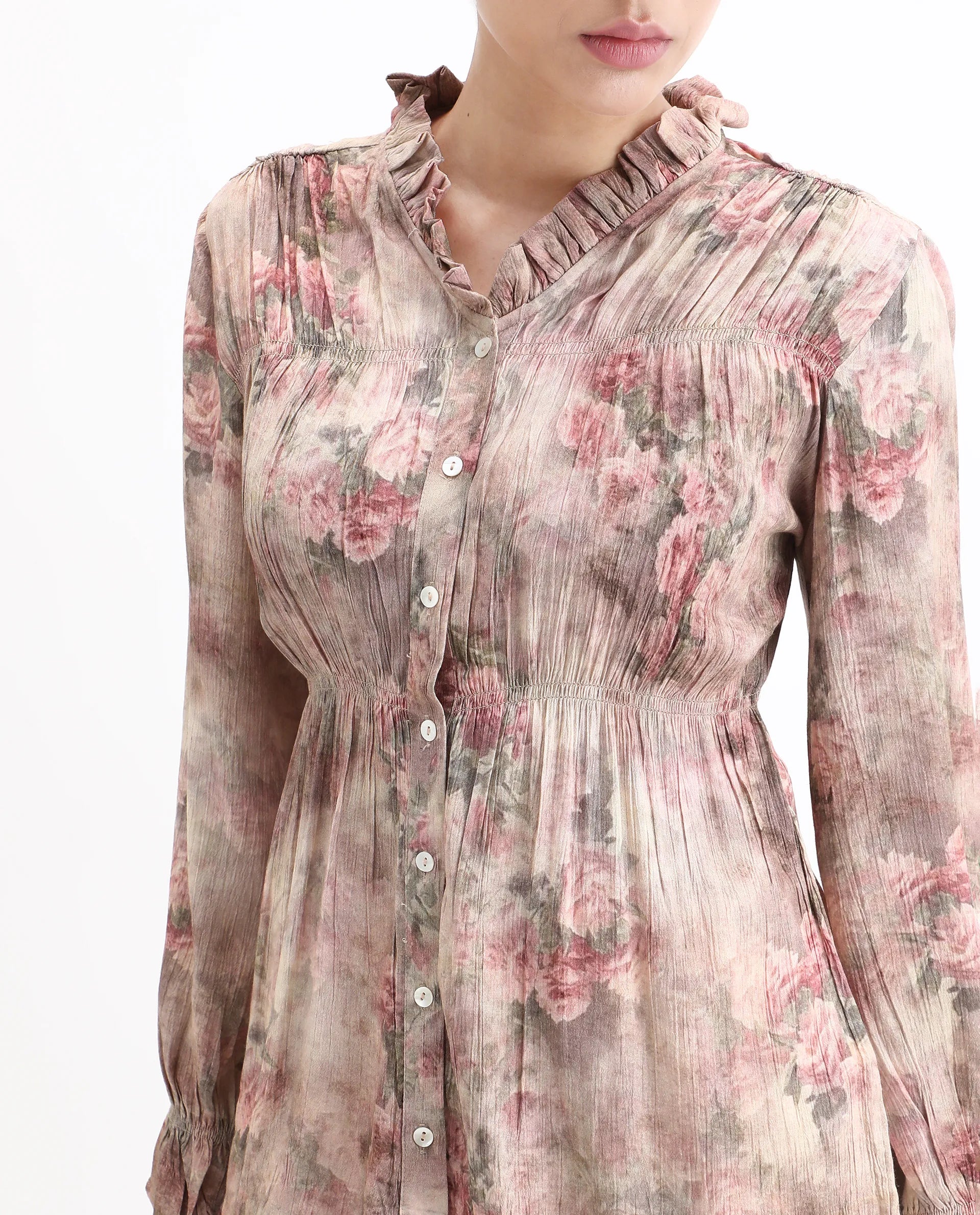 Rareism Women's Lihgf Multi Rayon Sweetheart Neck Floral Print Relaxed Fit Top