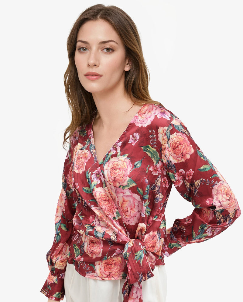 Rareism Womens Lonna Red Top Full Sleeve Print