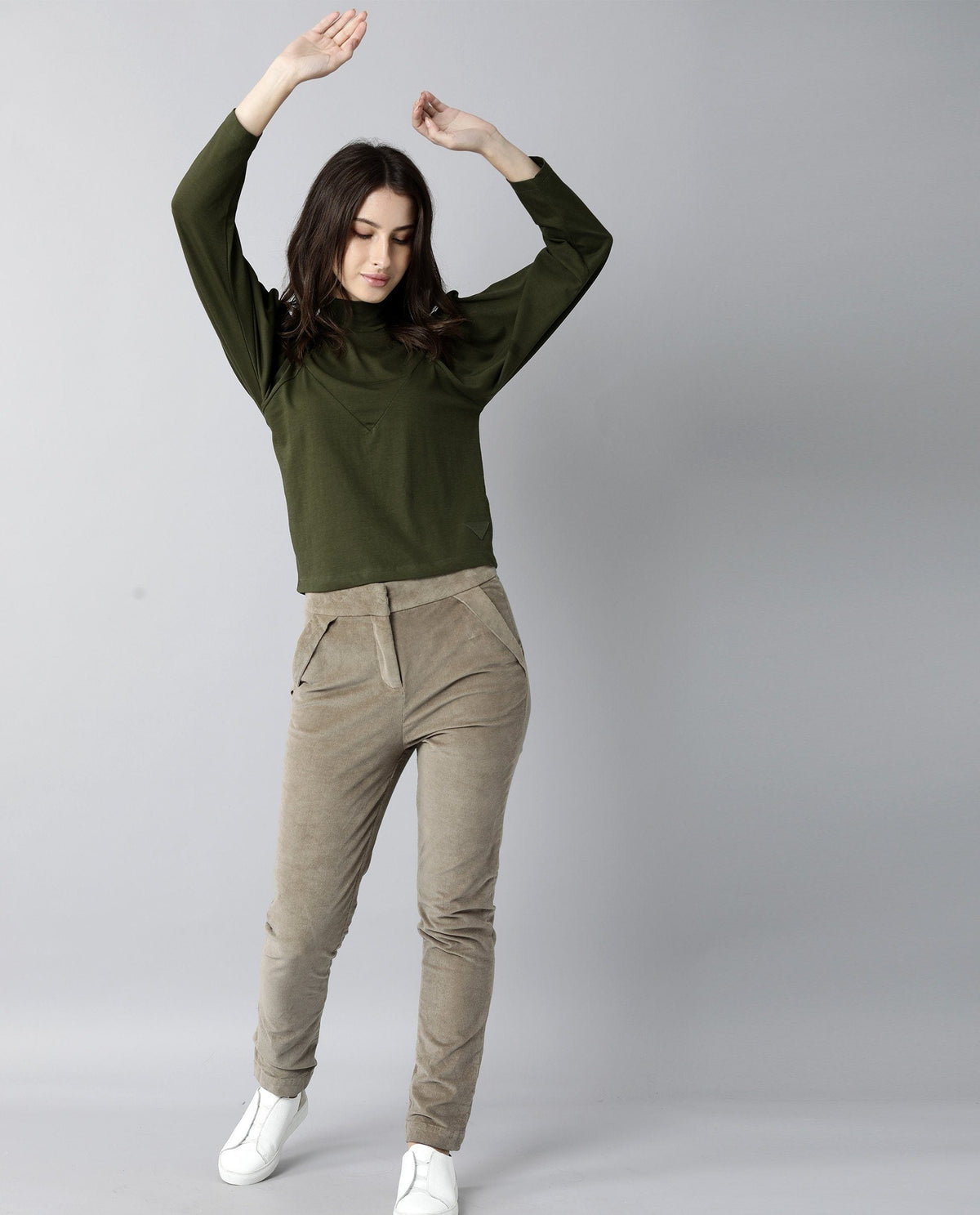 Rareism Women Lothy Green T-Shirt Full Sleeves