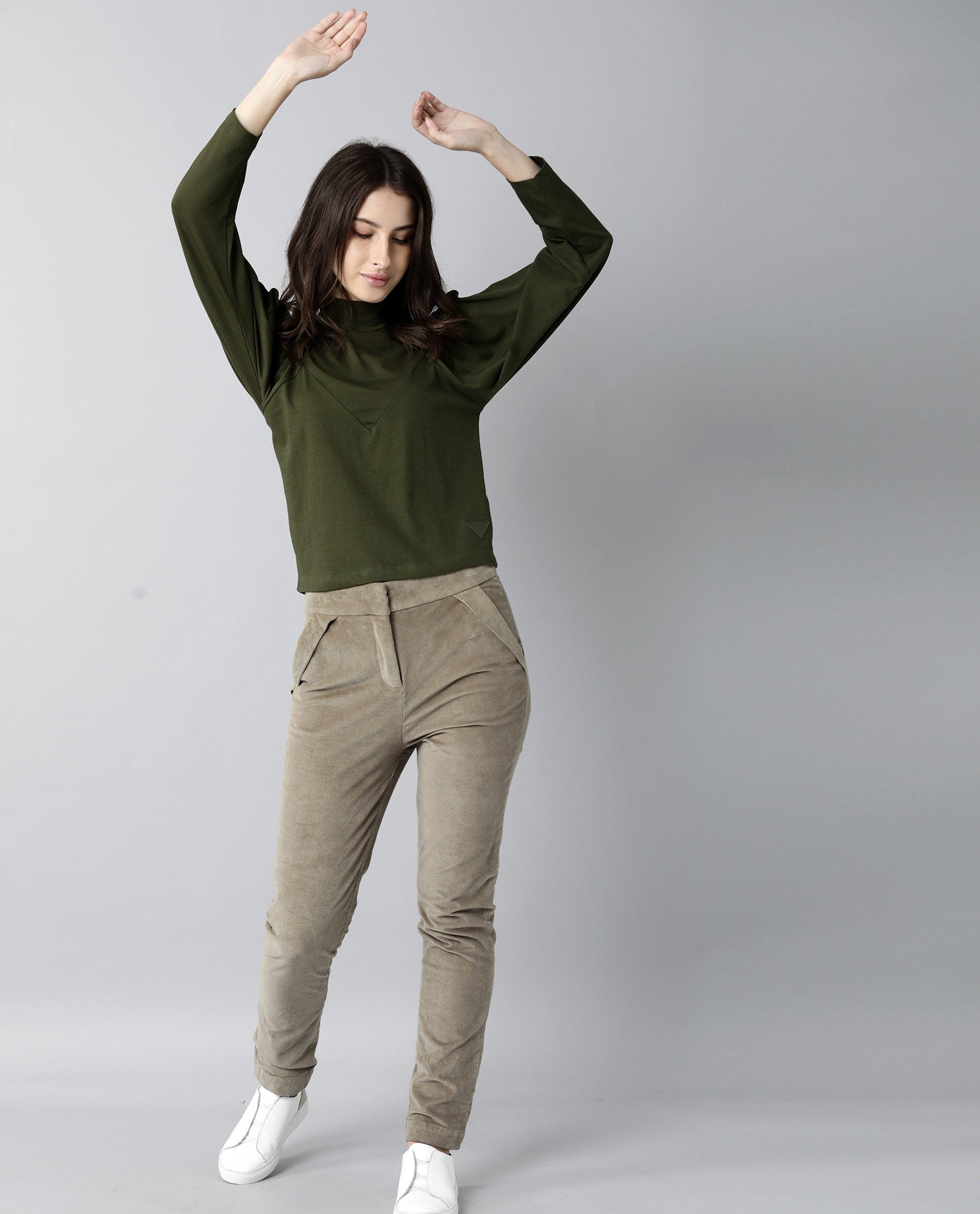 Rareism Women Lothy Green T-Shirt Full Sleeves