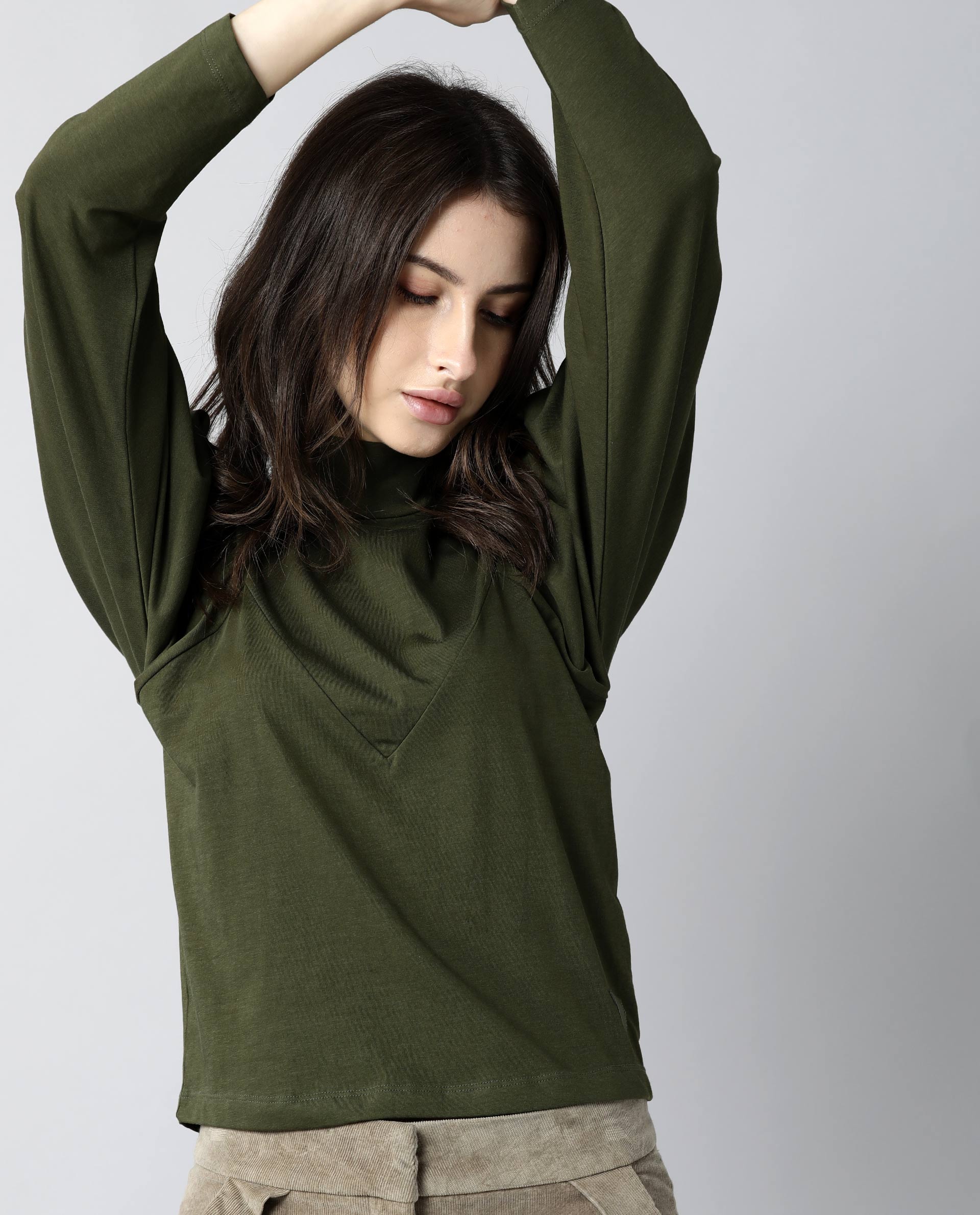 Rareism Women Lothy Green T-Shirt Full Sleeves