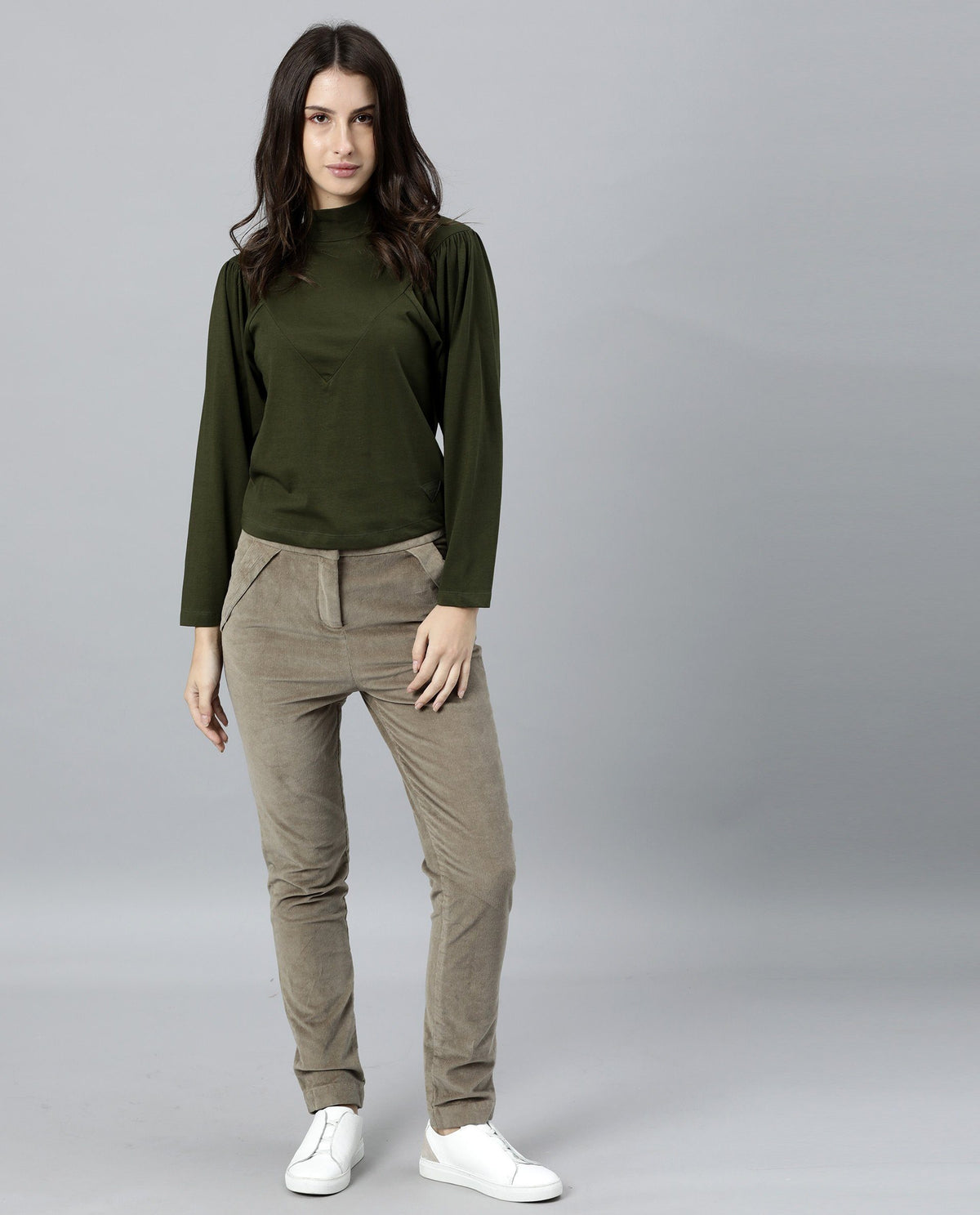 Rareism Women Lothy Green T-Shirt Full Sleeves