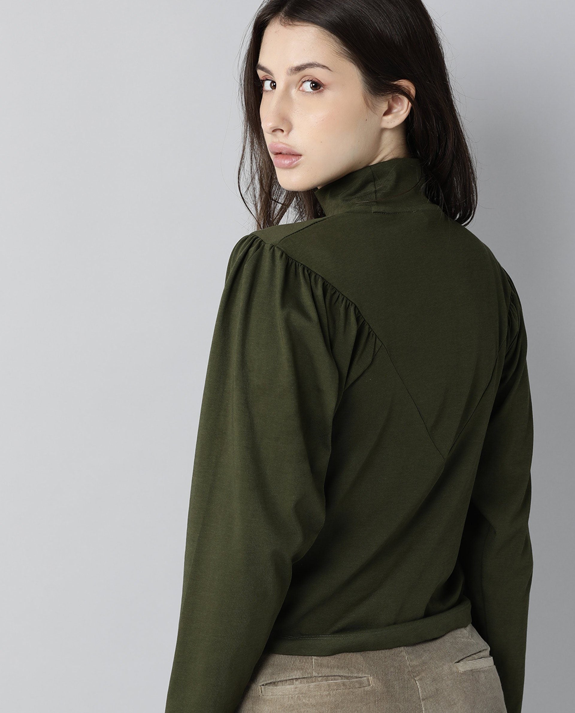Rareism Women Lothy Green T-Shirt Full Sleeves