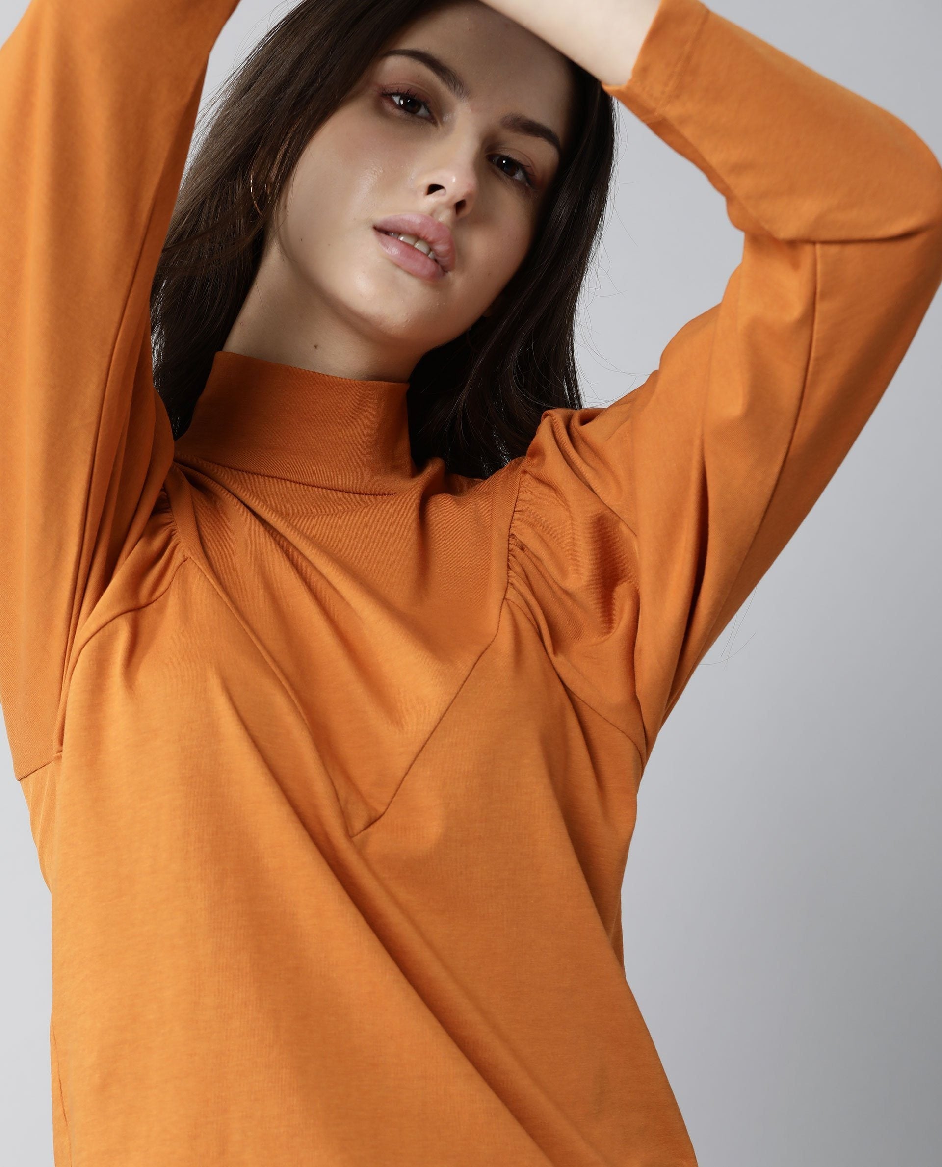 Rareism Women Lothy Rust T-Shirt Full Sleeves