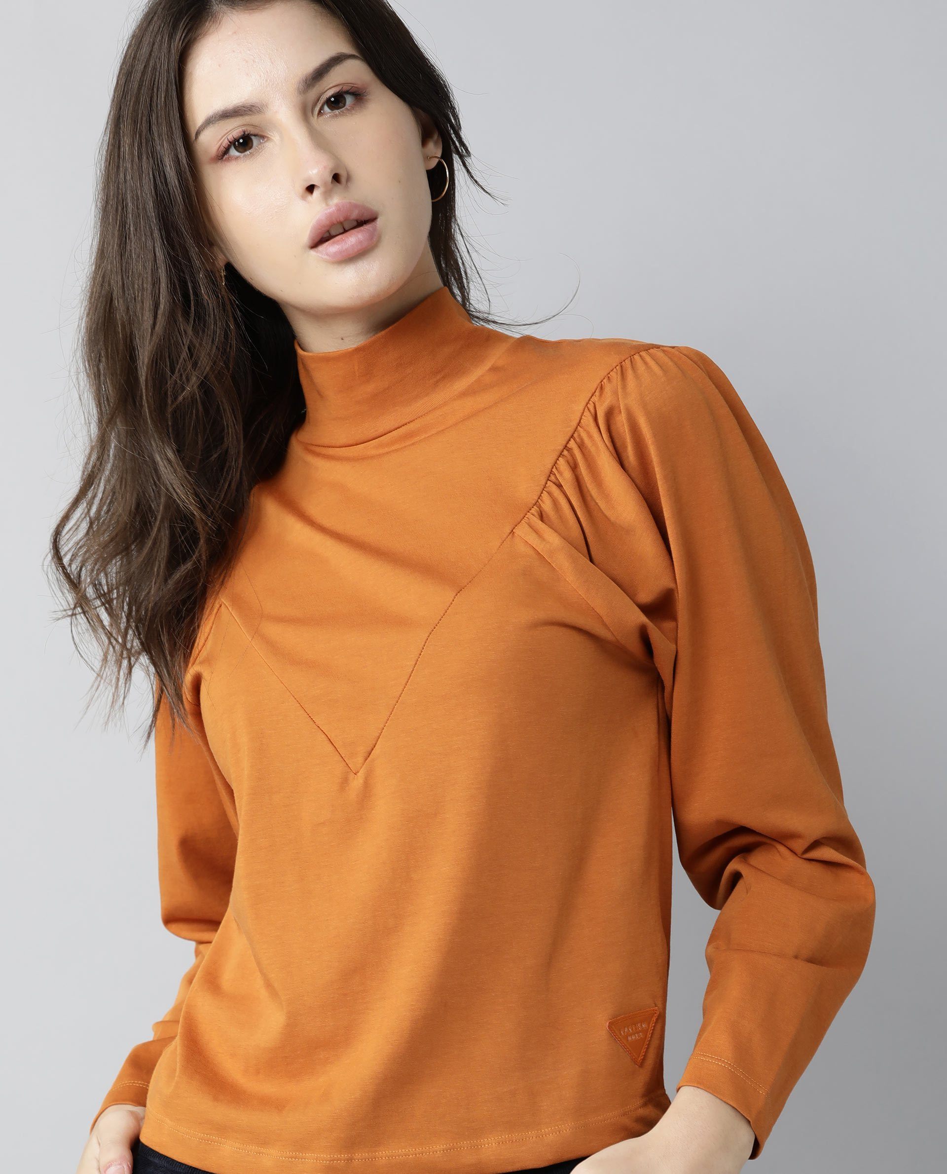 Rareism Women Lothy Rust T-Shirt Full Sleeves