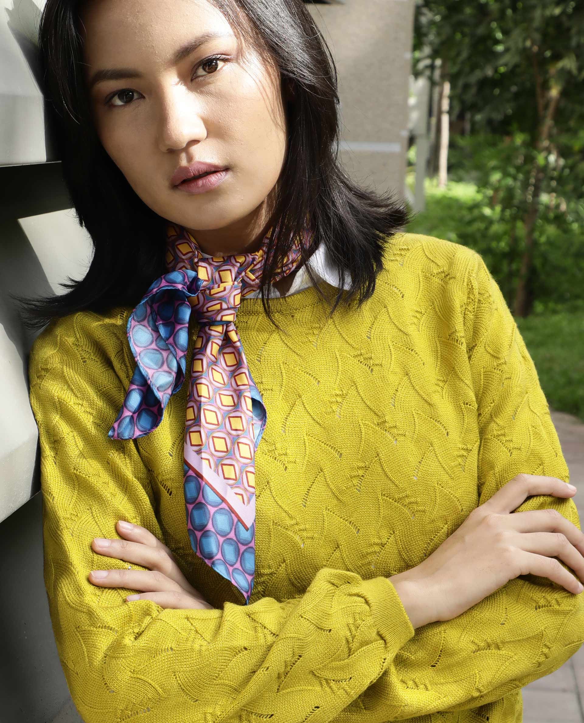 Rareism Women Danbury Yellow Acrylic Fabric Full Sleeves Relaxed Fit Solid Round Neck Sweater