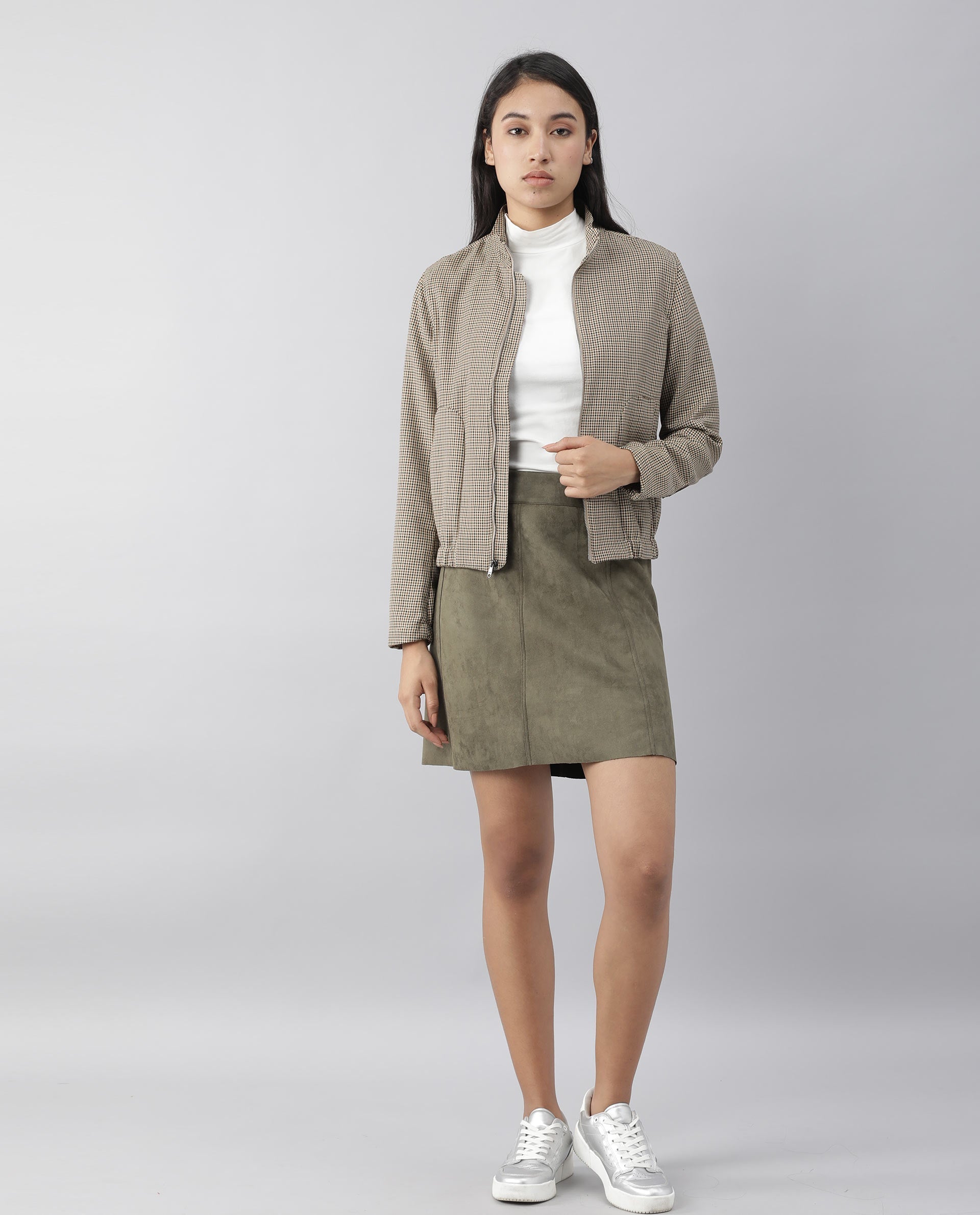 Rareism Women Quote Green Skirt Solid