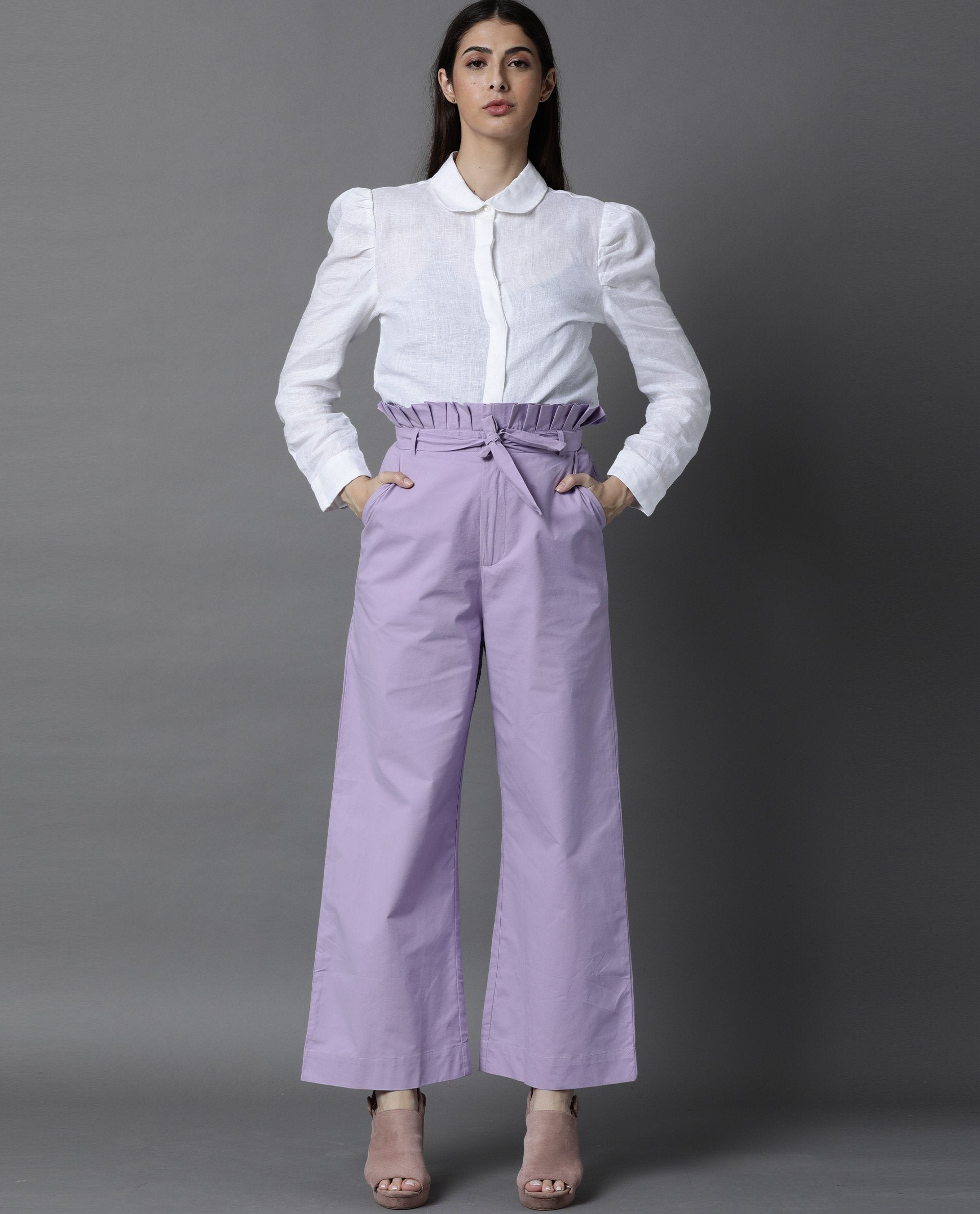 Rareism Women Scalap Purple Trousers Solid