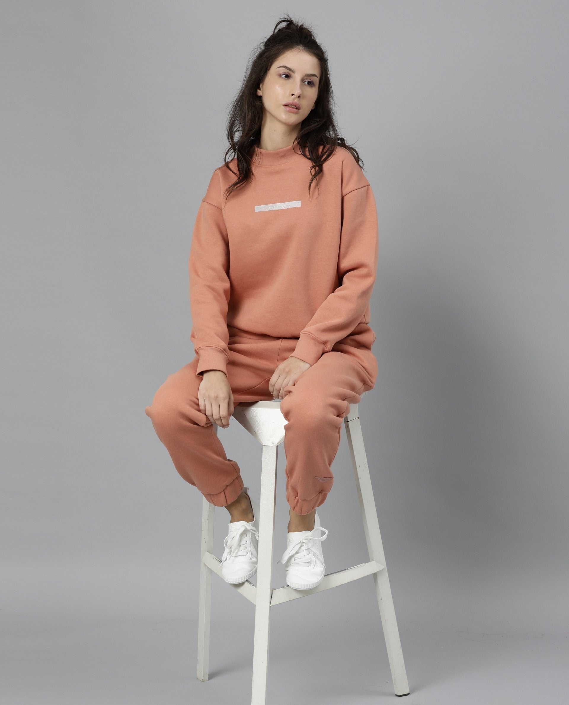 Rareism Women Neo Orange Poly Cotton Fabric Tailored Fit Solid Mid Rise Ankle Length Track Pant