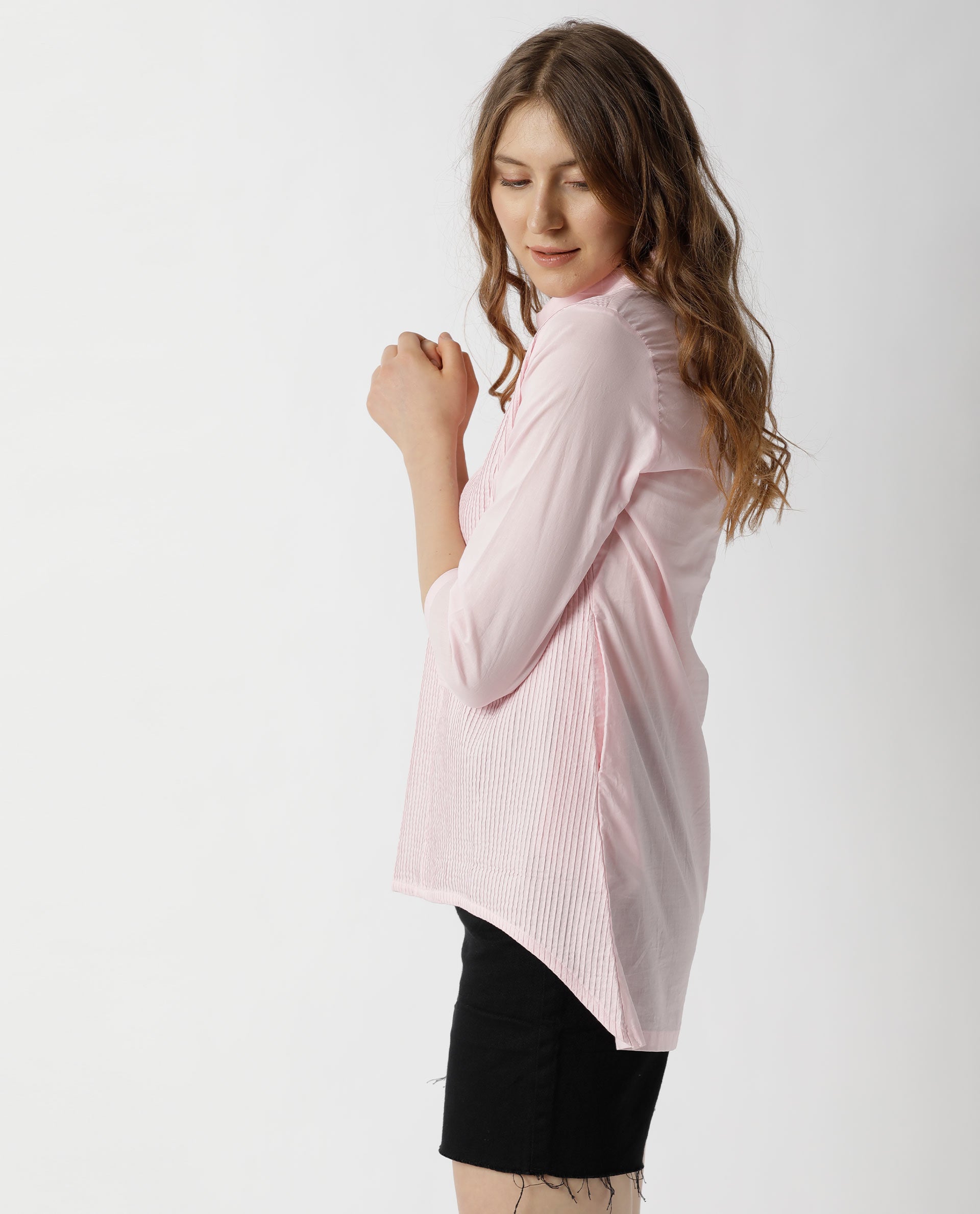 Rareism Women Pins Pink Top Full Sleeves Solid