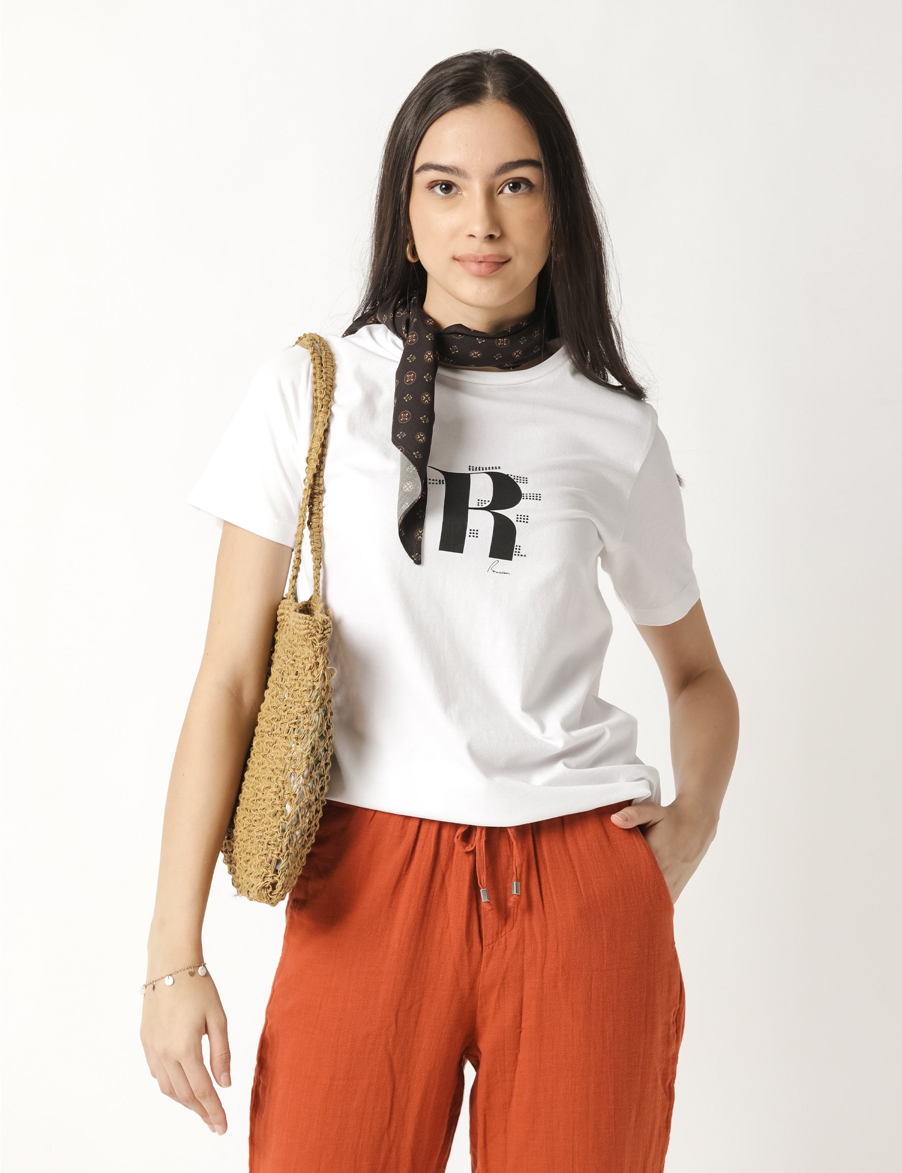 Rareism Women Moes White Cotton Fabric Regular Fit Half Sleeves Graphic Print Round Neck T-Shirt