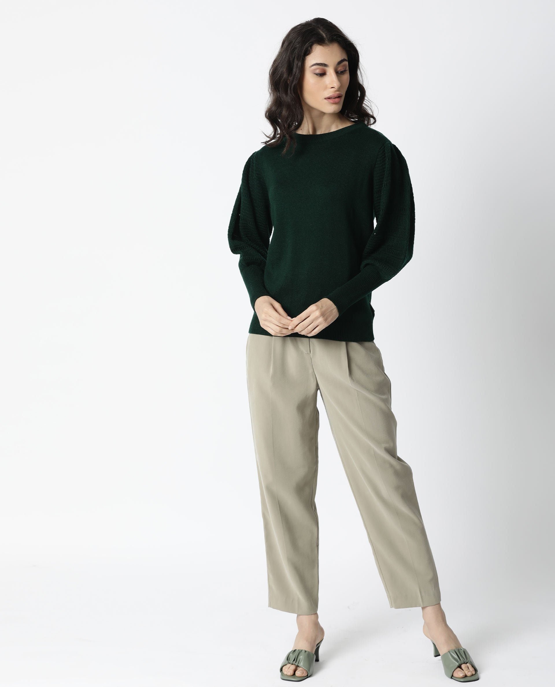 Rareism Women Marina Green Top Full Sleeves