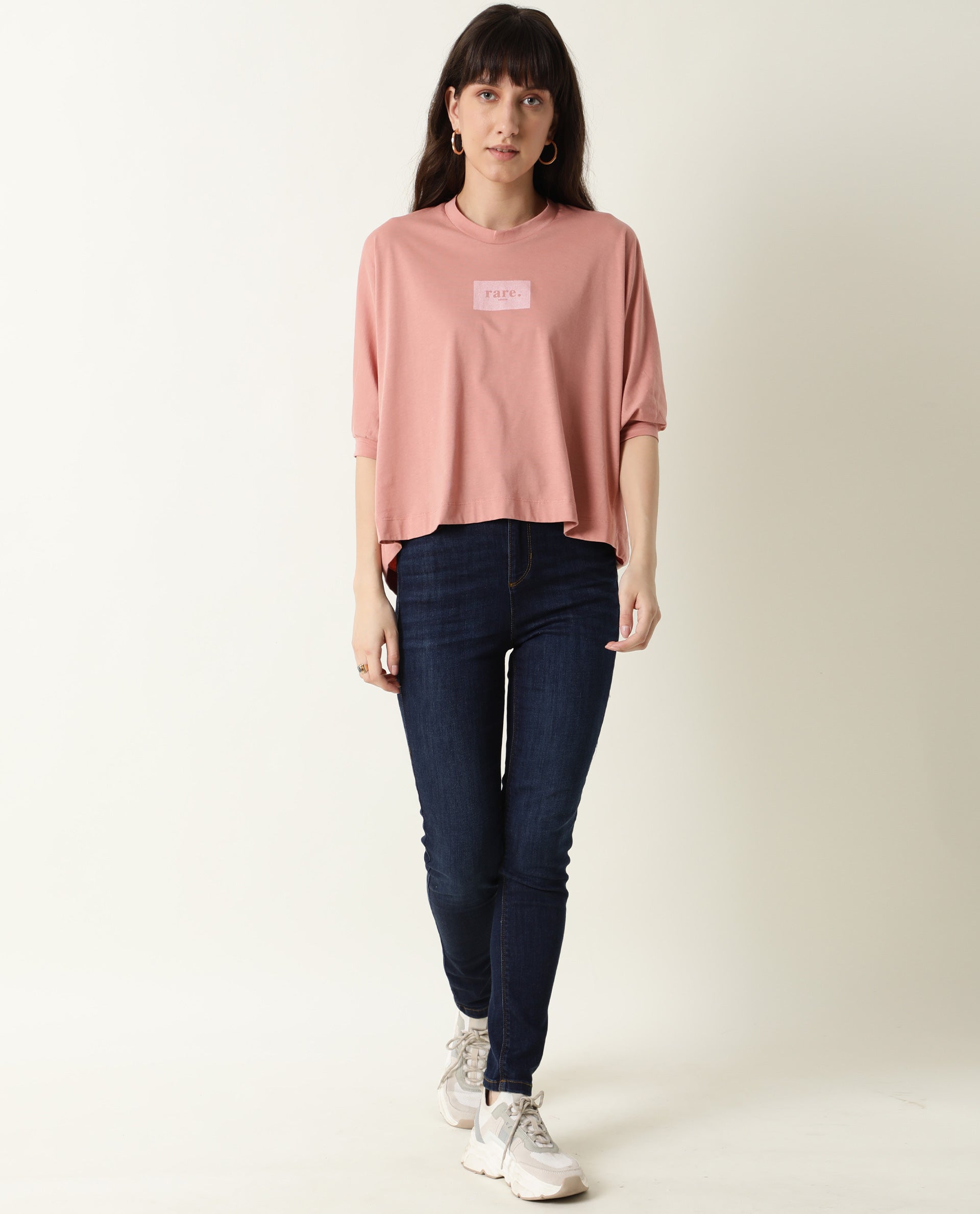 Rareism Womens Hooda 2 Pink T-Shirt Round Neck 3/4Th Sleeve