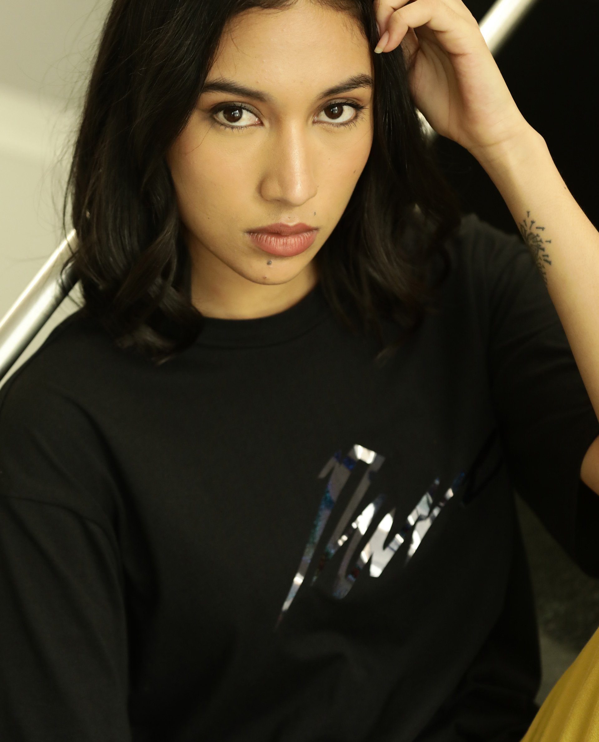 Rareism Women Niki Black T-Shirt Short Sleeves