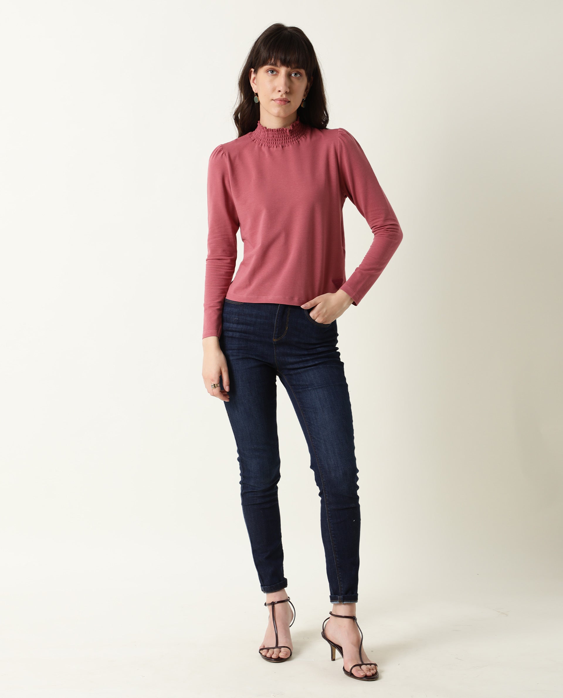 Rareism Women Spinny Pink T-Shirt Full Sleeves