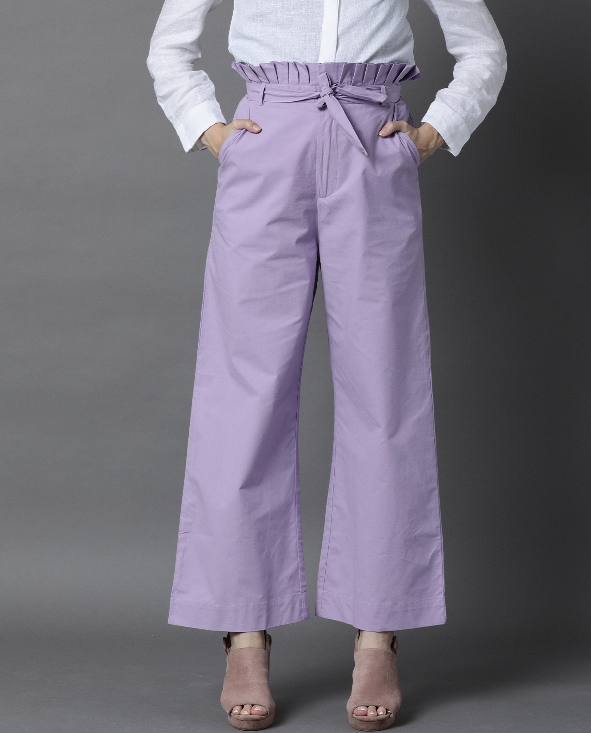 Rareism Women Scalap Purple Trousers Solid