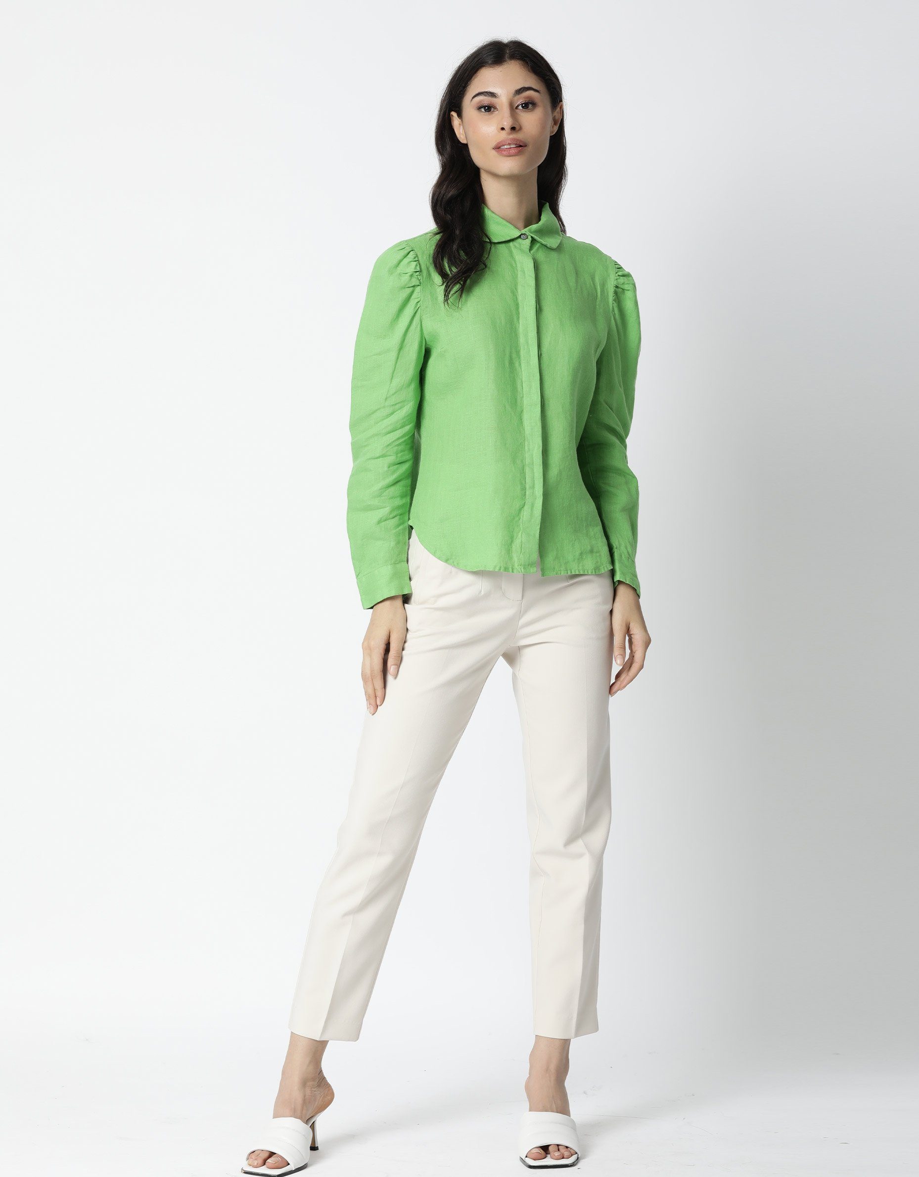 Rareism Women Toby Green Top Full Sleeves Solid
