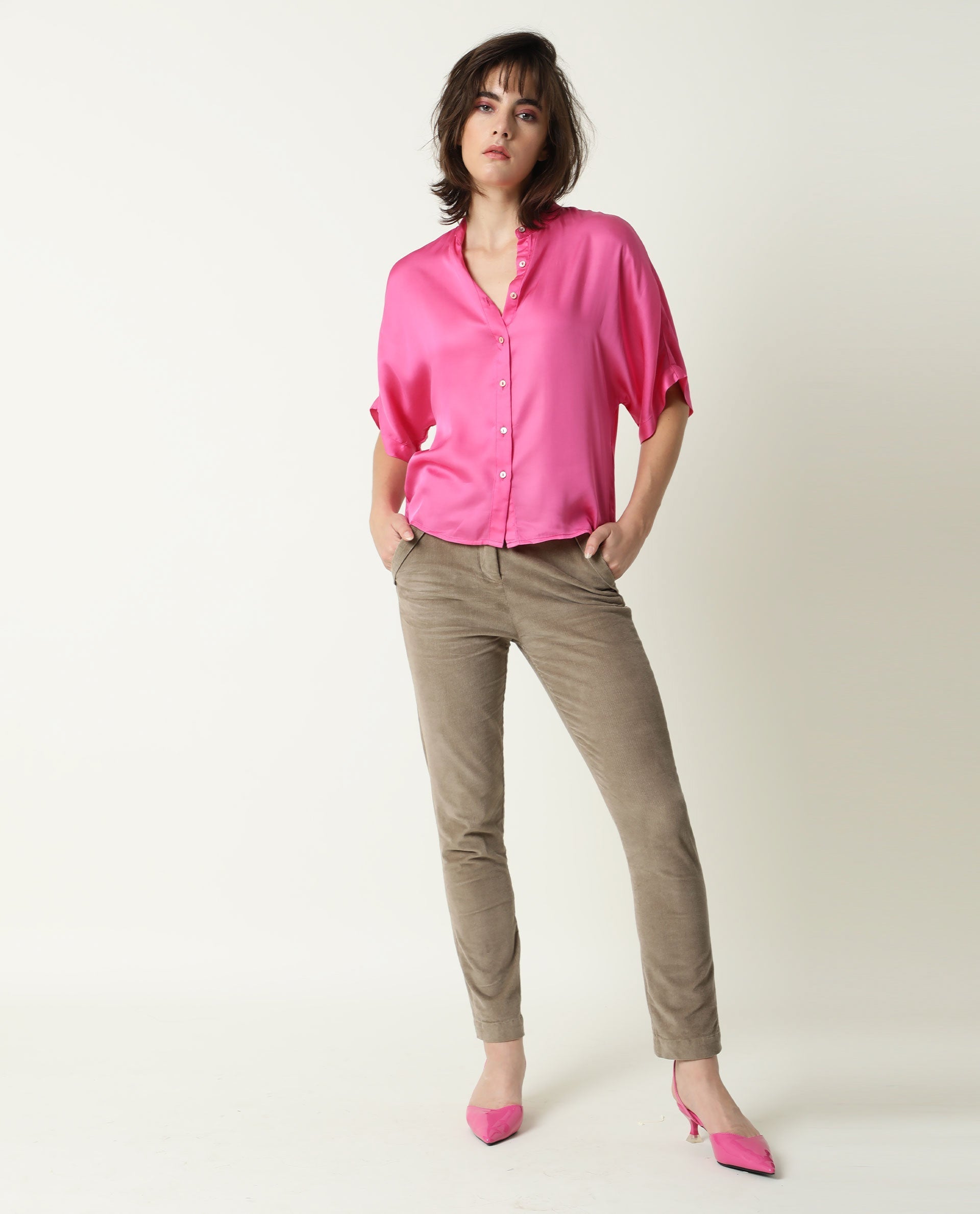 Rareism Women Cord Beige Trousers Solid