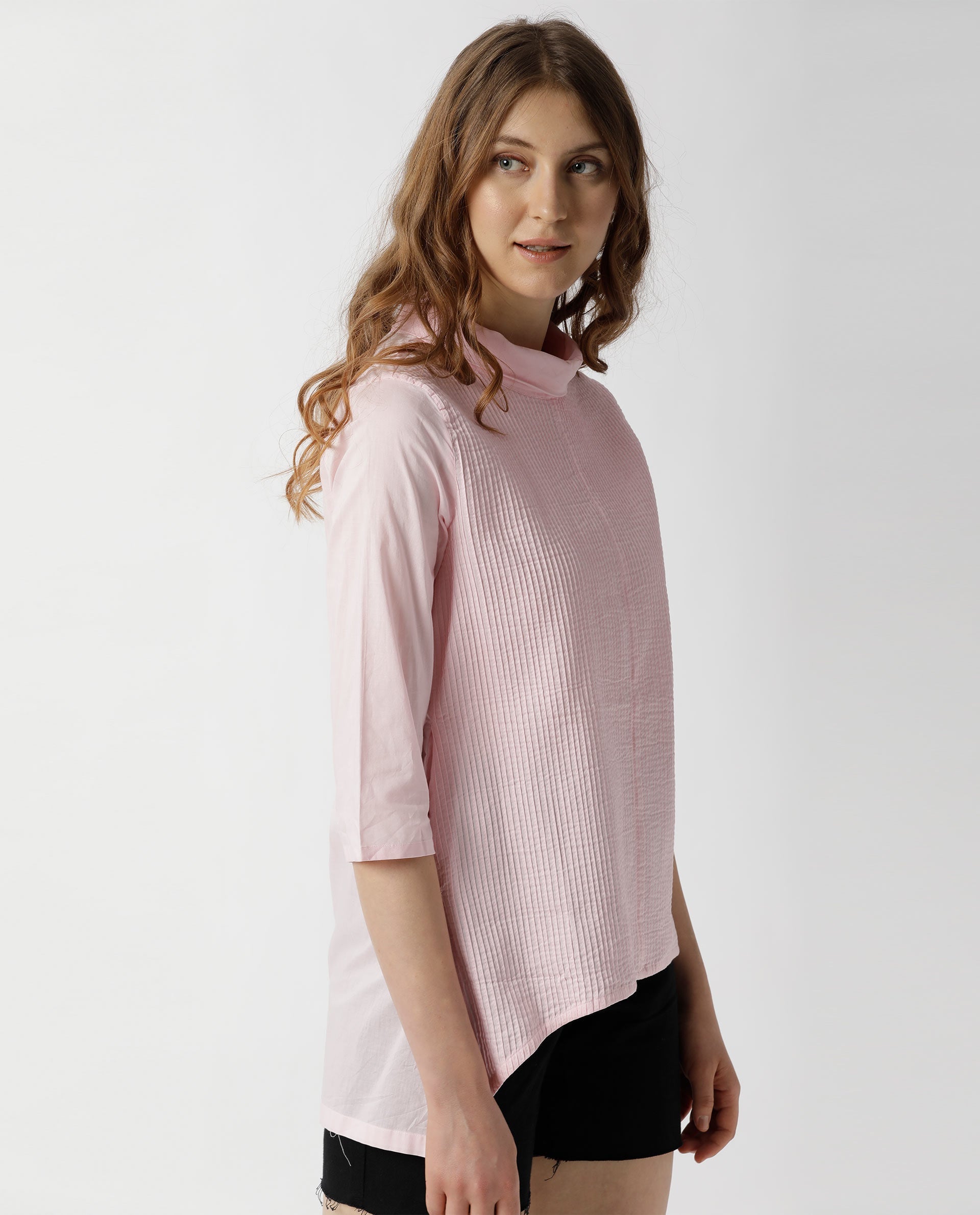 Rareism Women Pins Pink Top Full Sleeves Solid