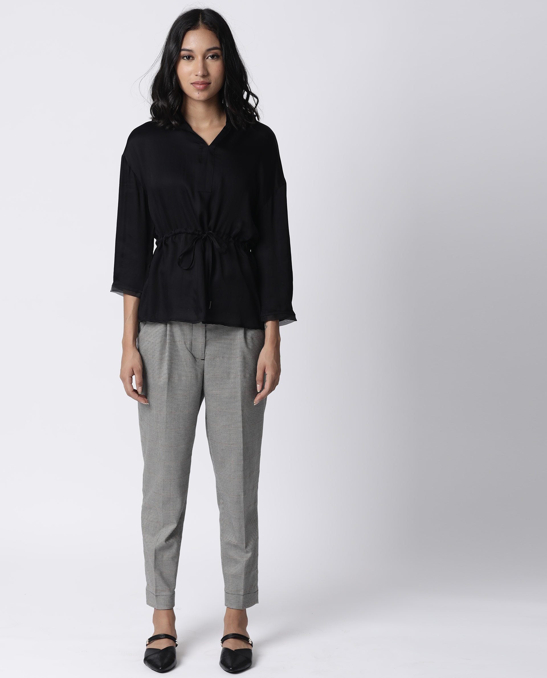 Rareism Women Yoda Black Top Full Sleeves Hoodie Solid