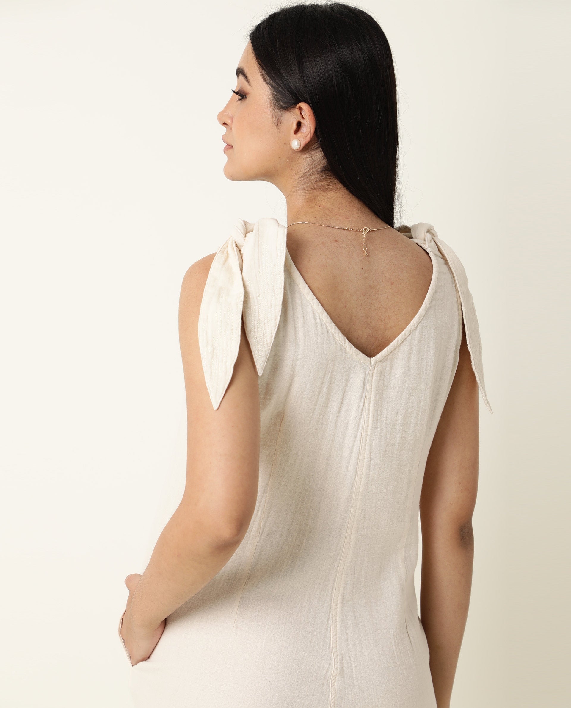 Rareism Women Peanut Beige Cotton Fabric Tailored Fit Knee Length Solid Jumpsuit