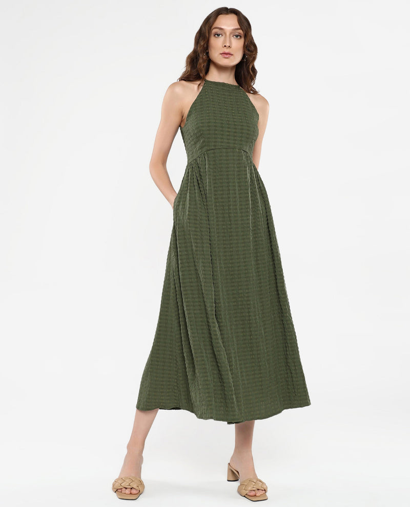 Rareism Women Macnica Olive Plain Dress