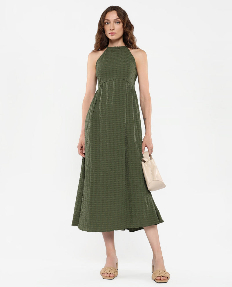 Rareism Women Macnica Olive Plain Dress