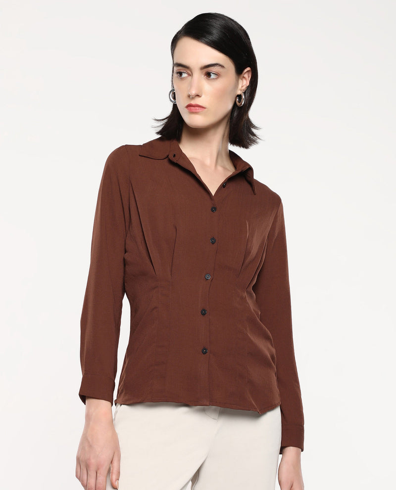 Rareism Women Mersin Brown Plain Top