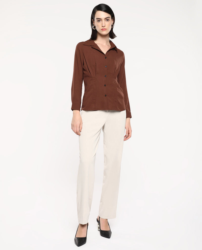 Rareism Women Mersin Brown Plain Top