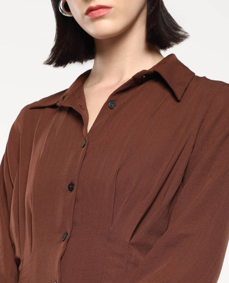 Rareism Women Mersin Brown Plain Top