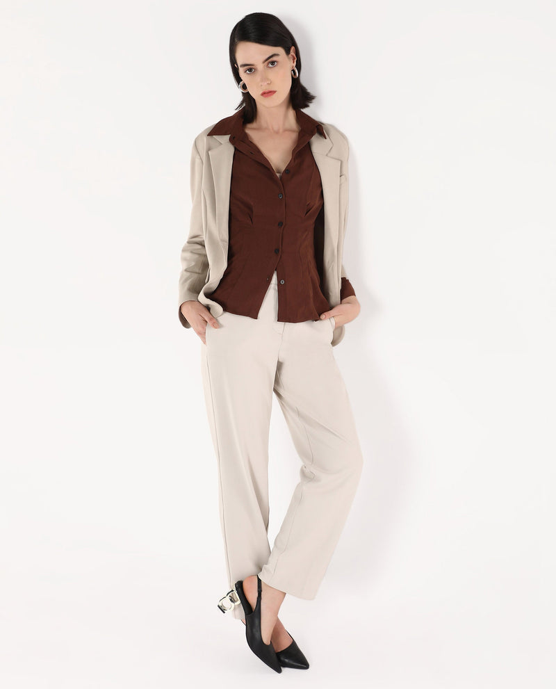 Rareism Women Mersin Brown Plain Top