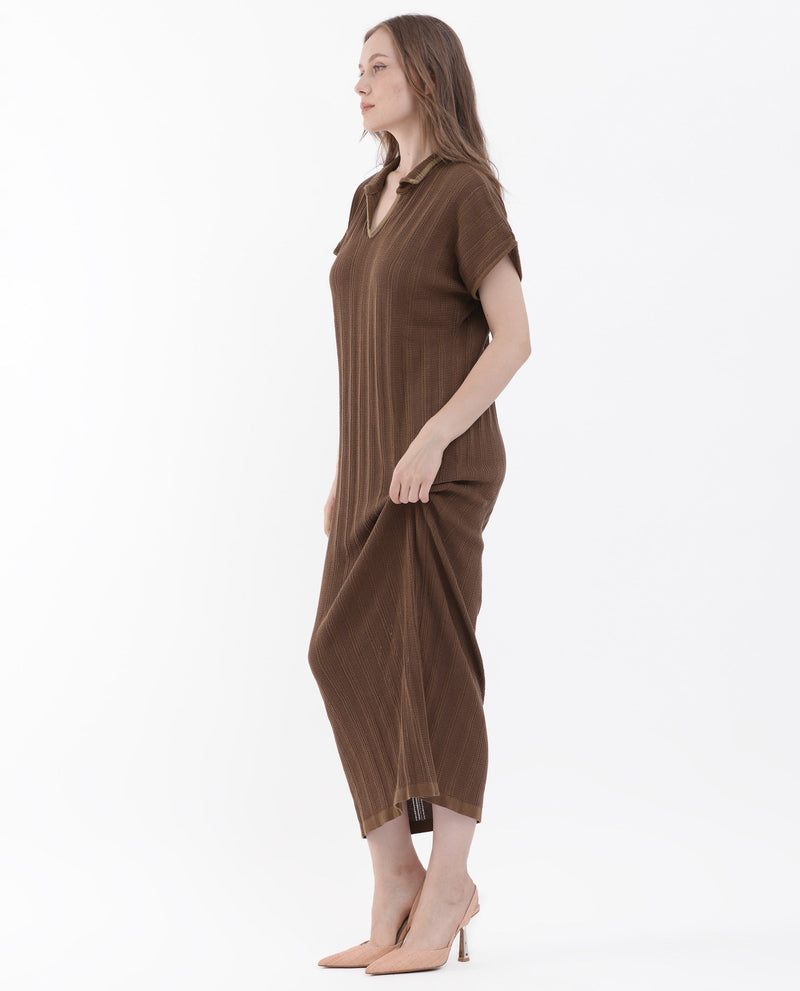 Rareism Womens Meyora Brown Dress V-Neck Solid