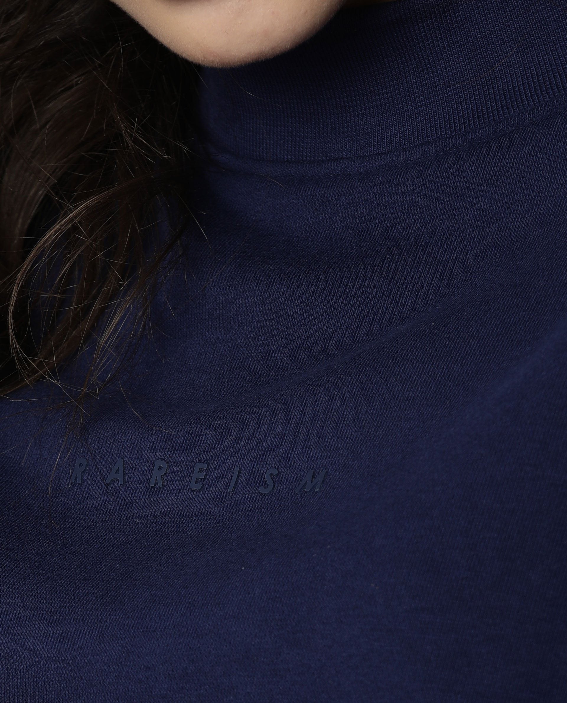 Rareism Womens Fury Blue Sweatshirt Relaxed Fit Full Sleeves